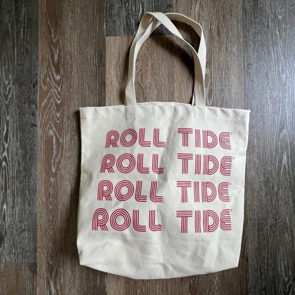 Alabama Crimson Tide Tote Bag Cream Roll Tide Graphic Canvas Made in USA